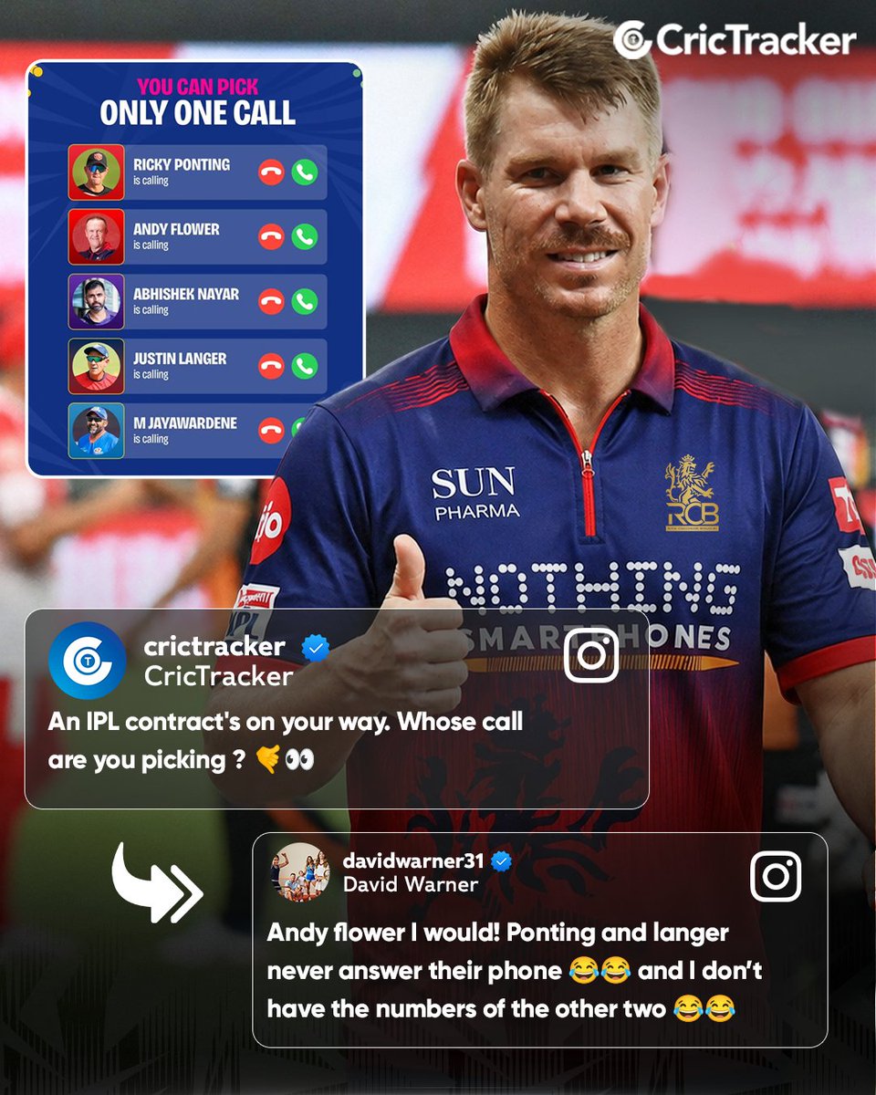 Cricketracker's tweet photo. David Warner gives the green light to Andy Flower’s call 👀

#DavidWarner #AndyFlower https://t.co/lMkun9D70M