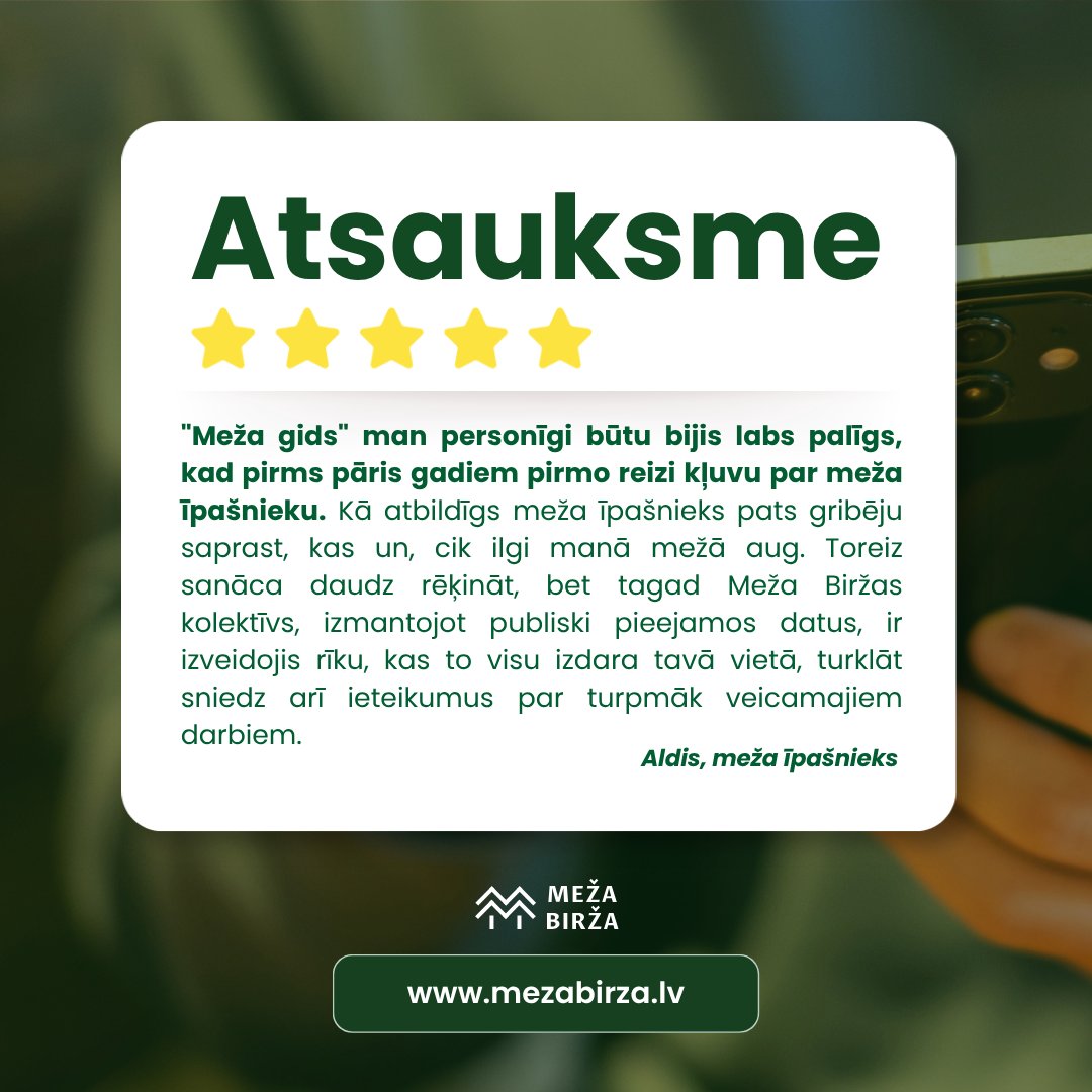 MezaBirza's tweet photo. Kas Tavā mežā aug? 🌲 Meža gids vari redzēt pārskatāmu info par SAVA meža nogabaliem un aktuālajiem/ ieteicamiem apsaimniekošanas darbiem. Vairāk te -> https://t.co/iG5eHNiclR Klienta atsauksme - Labs palīgs meža īpašniekiem! #mežs #mežsaimniecība #mežagids #mežaapsaimniekošana https://t.co/zWeRiUo1UO