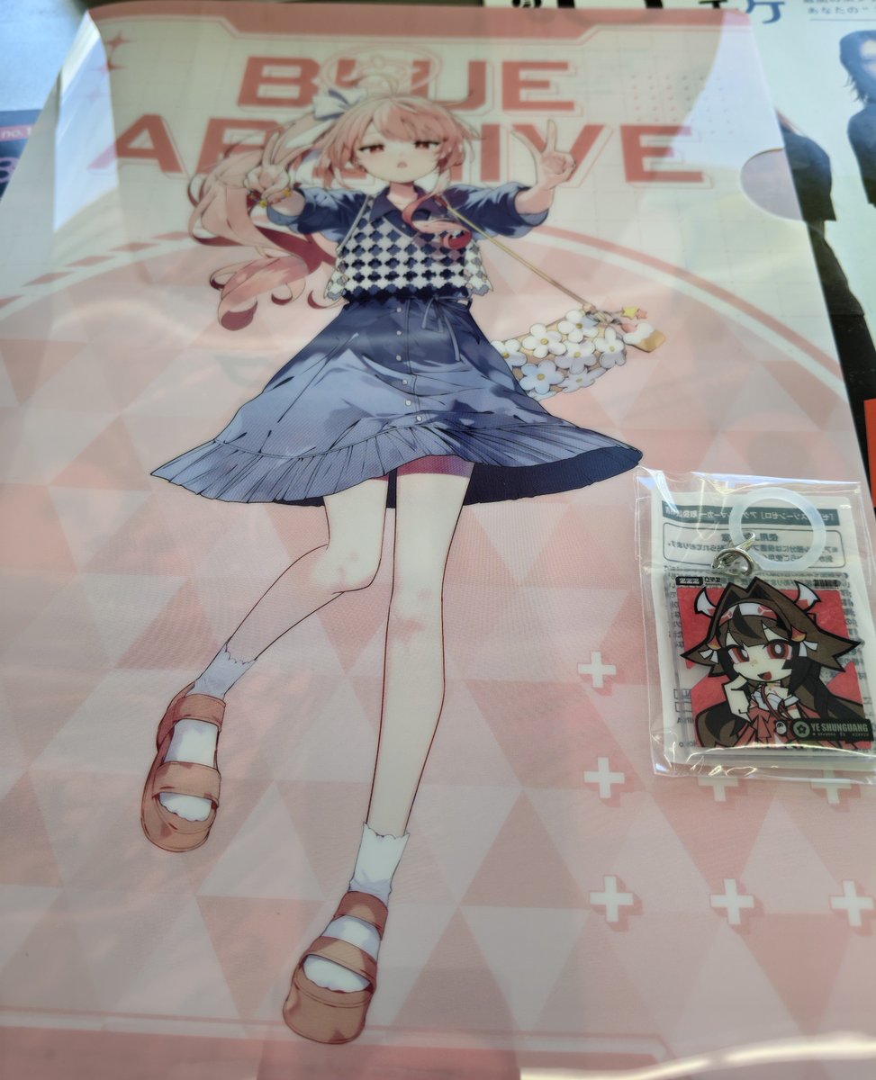 locryst_x's tweet photo. たまたま通りかかったローソンでまだ残ってるブルアカのクリアファイルを発見したので、とりあえずナツちゃんを救出

ついでにラスト一個の瞬光ちゃんも救出（そもそもゼンゼロもコラボやってること自体を知らなかった）

ナツちゃんは良いぞ
夏だけに https://t.co/NsPyxqdp6N