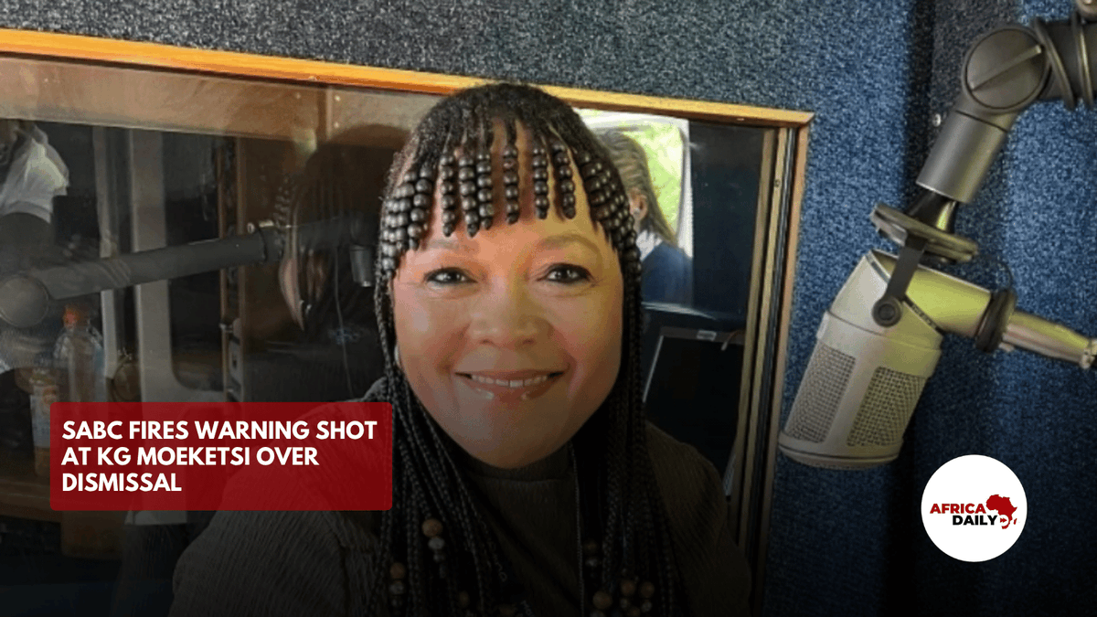 AfricaDailyZA's tweet photo. The SABC says veteran broadcaster KG Moeketsi is free to challenge her dismissal after she threatened High Court action over her contract termination. https://t.co/rYzB7fTO5V
#KGMoeketsi #SABC #SAfm #LabourDispute #Africadaily https://t.co/icbf4xSFhw