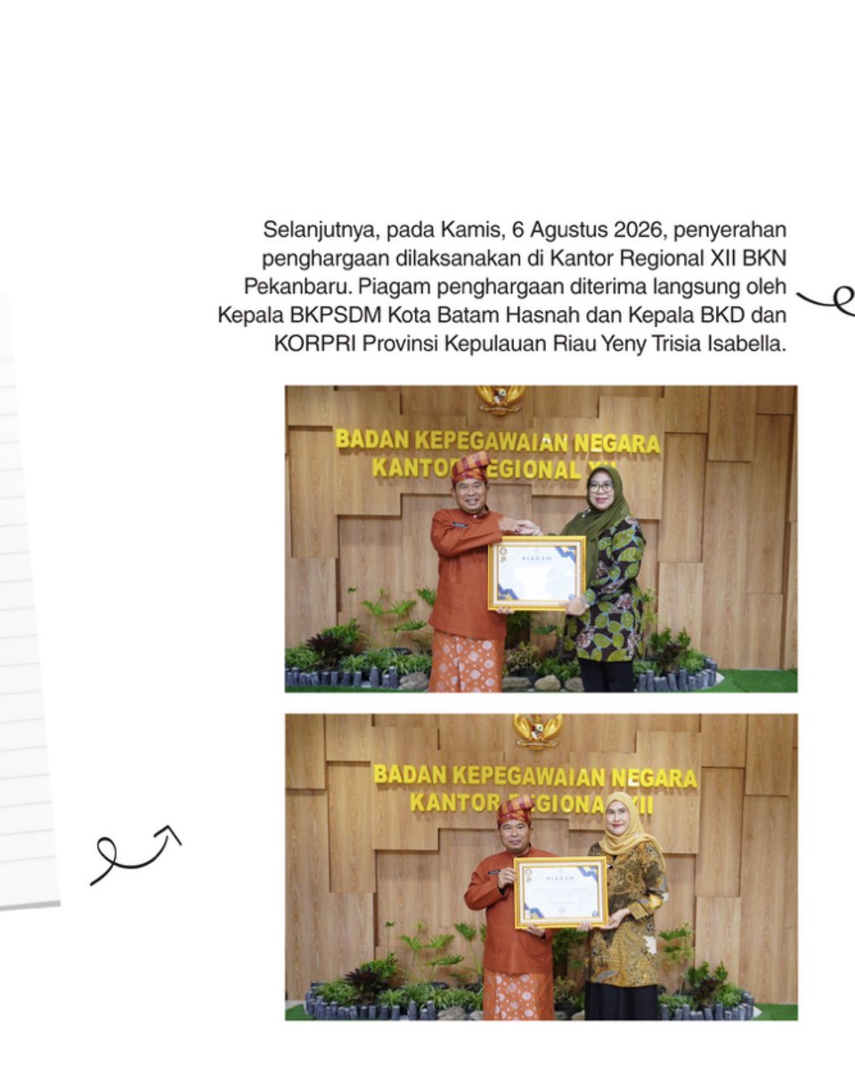 kanreg12bkn's tweet photo. Selamat 🥳 
Pemerintah Kota Batam
Pemerintah Provinsi Kepulauan Riau
Pemerintah Kabupaten Sijunjung
Pemerintah Kota Sawahlunto
Pemerintah Kota Pariaman. https://t.co/tjsffaIi3H