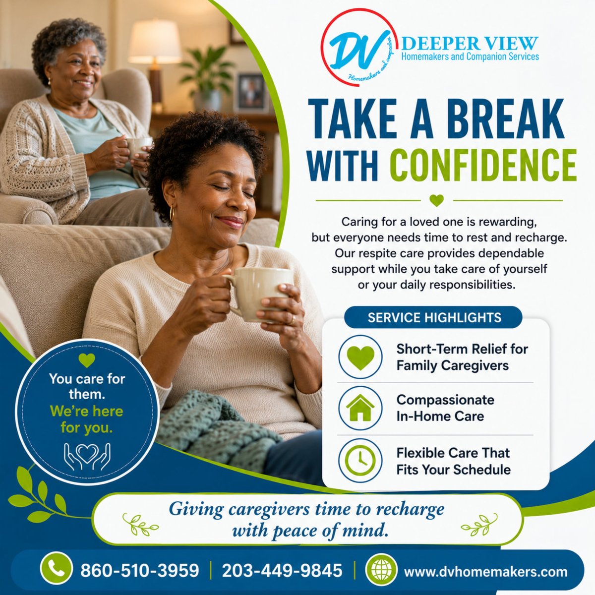 deeperviewhcs's tweet photo. 💙 Caring for a loved one is a meaningful responsibility, but taking time to rest is just as important. 🏡✨

📞 Call 860-510-3959 or 203-449-9845 to learn more.

#RespiteCare #FamilyCaregiver #HomeCare #CaregiverSupport #SeniorWellness https://t.co/qviv9rYFD7