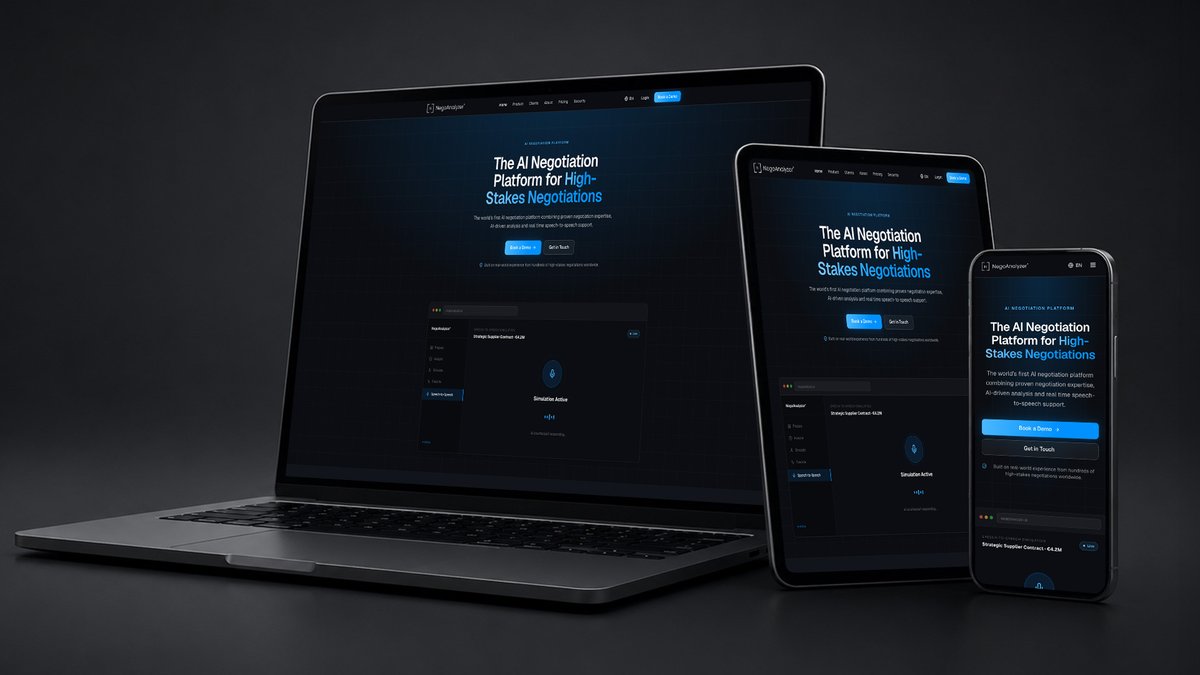 andreasgossen's tweet photo. The future of negotiation is AI-powered practice.
Every important negotiation deserves proper preparation.
https://t.co/XTPvRertgJ helps you prepare, simulate, analyze, and execute high-stakes negotiations with AI as your negotiation sparring partner.
✔️ Prepare smarter
✔️ Practice realistic scenarios
✔️ Receive instant feedback
✔️ Improve before the real negotiation
Train before it matters: https://t.co/buH91fpZx7
#Negotiation #AI