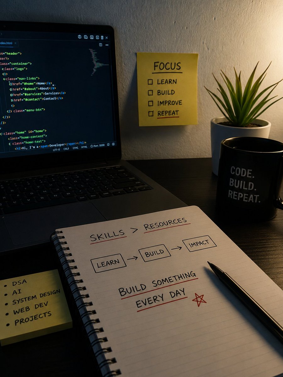 HARSH_YADAV_3's tweet photo. I stopped collecting resources.

I started collecting skills.

Instead of asking:

❌ "What's the best course?"

Ask:

✅ "What's the next thing I should build?"

Projects teach what tutorials can't.

That's how real learning compounds.

Follow me @HARSH_YADAV_3 https://t.co/lZW9lnbLjp