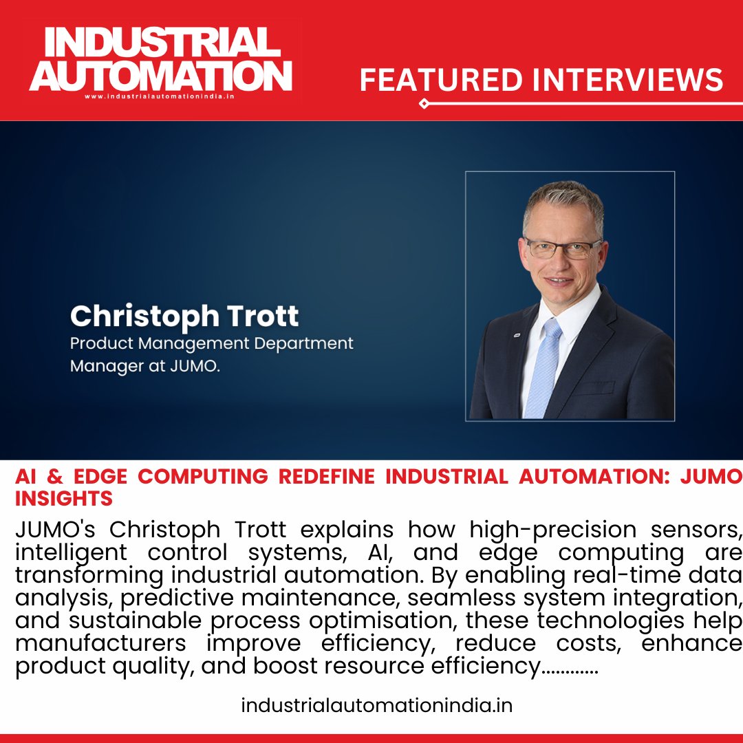 Benichettiar's tweet photo. AI &amp; Edge Computing Redefine Industrial Automation: JUMO Insights. Christoph Trott from JUMO Headquarters explains how high-precision sensors, edge AI, and system integration are driving sustainable, cost-efficient industrial automation......

Read More - https://t.co/x31h8LKKfD https://t.co/aVUrqupRvX