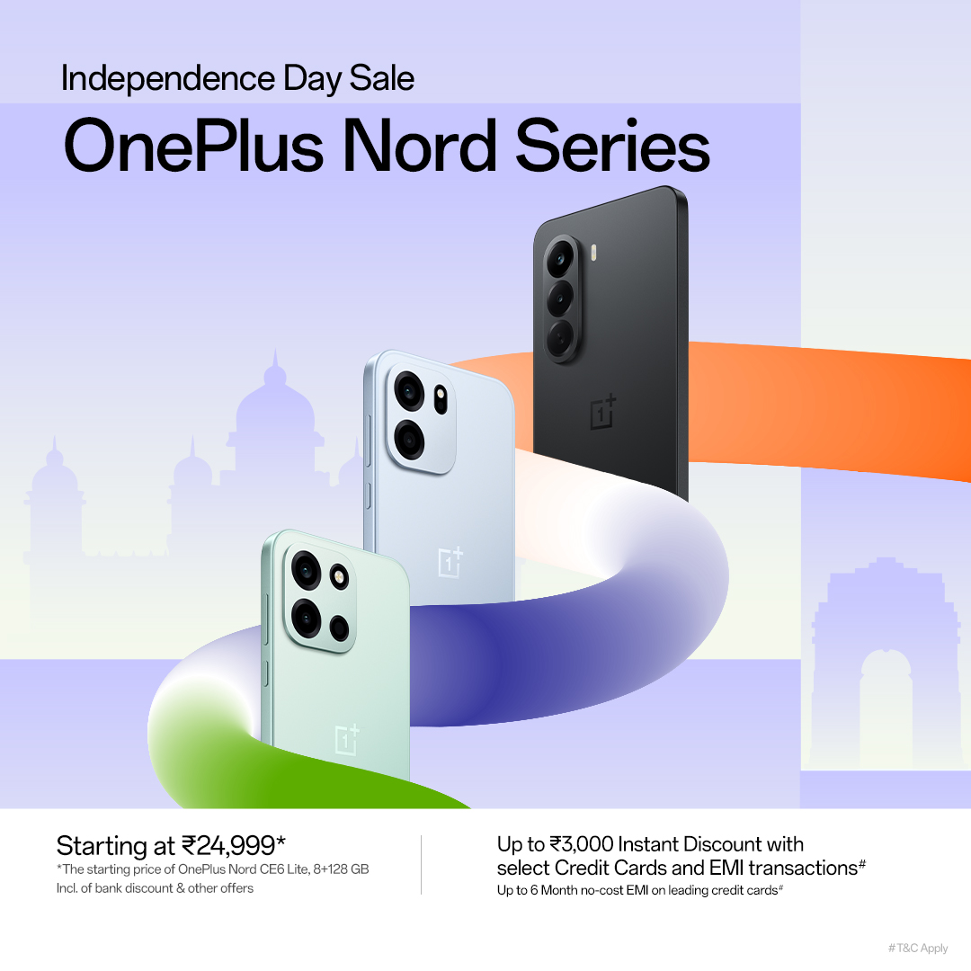 OnePlus_IN's tweet photo. The offers are in: https://t.co/acuGkFNdB8 
OnePlus Independence Day Sale is now live. https://t.co/Hm9GAZK3Y9