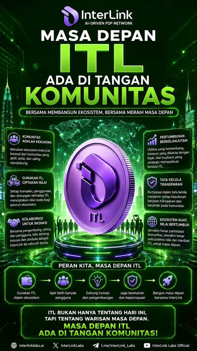 JeffryBeu100769's tweet photo. Masa depan ITL dibangun oleh komunitas yang aktif, inovatif, dan saling mendukung. Bersama, kita memperkuat utilitas, kepercayaan, serta pertumbuhan ekosistem InterLink yang berkelanjutan. #InterLink #ITLG #ITL https://t.co/j1vW4UCjy9