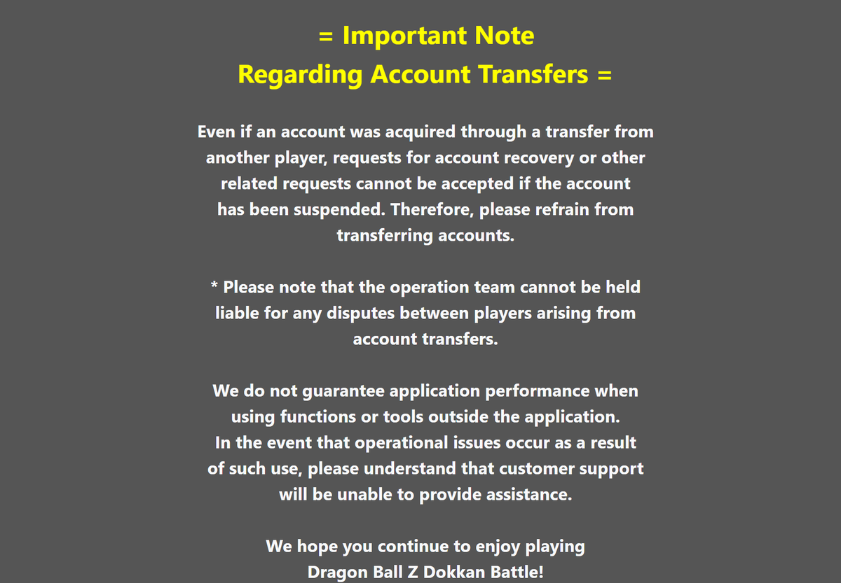 DaTruthDT's tweet photo. Interesting notice for Dokkan to just post out of the blue.

This is NOT the usual World Tournament cheating = ban message we see every WT. https://t.co/Z4kOnklCUo