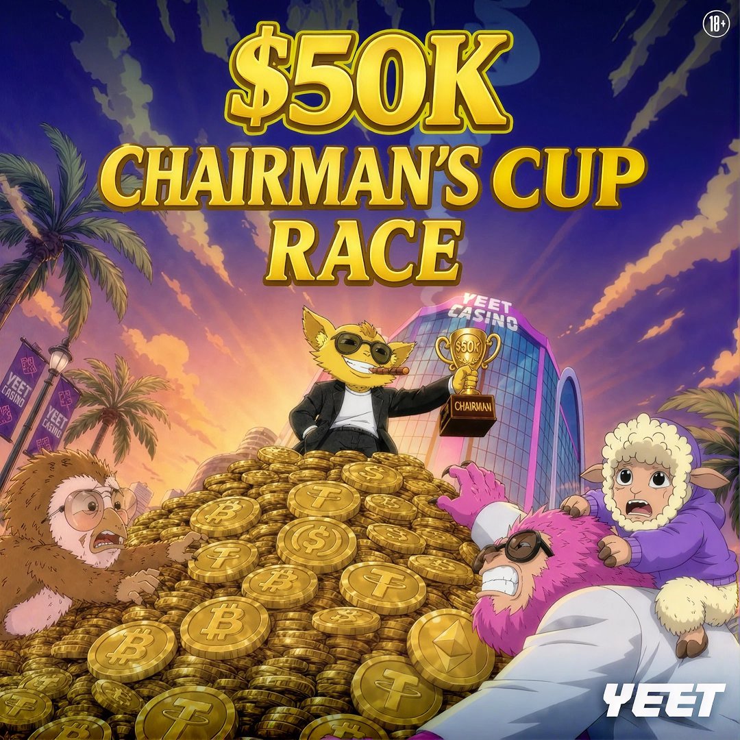 yeet's tweet photo. NEW $50K CHAIRMAN'S CUP RACE STARTED TODAY            

Climb the leaderboard to secure your slice of the prize pool!           

Play now: https://t.co/sUGydu26wO https://t.co/jFZfUAX7fY