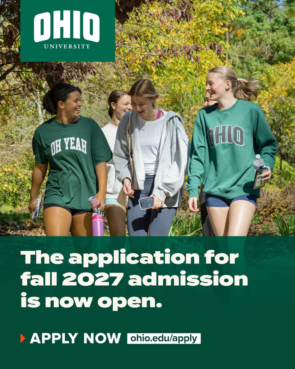 ohiou's tweet photo. Calling all future Bobcats! 😺
The fall 2027 application for admission to Ohio University’s Athens campus is now open!
Apply today! ➡️ https://t.co/ZX9ARsA7jM
#ForeverOHIO https://t.co/z5McQ2Q2Be