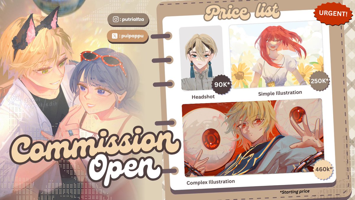 puipappu's tweet photo. ₊˚ʚ 💙URGENT COMMISSION OPEN  ₊˚✧ ﾟ

[ ↻+♡ are appreciated ദ്ദി(ᵔᗜᵔ) ]

Halo semua (ㅅ´ ˘ `) aku open commission (local only) for the first time karena butuh dana besar dalam waktu dekat ini (╥ ᴗ ╥) DM me kalau tertarik ya thank you!

#opencommission tos/sample⬇️ https://t.co/M6FPZ7RDy9
