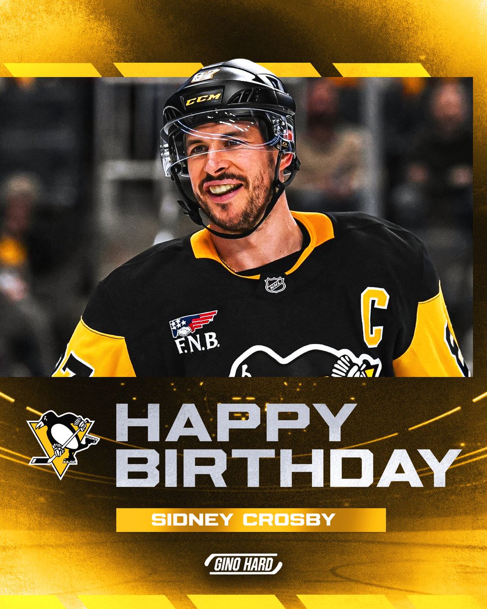 GinoHard_'s tweet photo. Wishing Penguins Captain Sidney Crosby a happy 39th birthday! 🎉

Coming off his NHL-record 21st CONSECUTIVE point-per-game season and just 39 points shy of a whopping 1800 in his career, we can't wait to see what Sid the Kid has in store for this upcoming campaign 👀🔥 https://t.co/5OCtjh6XmE
