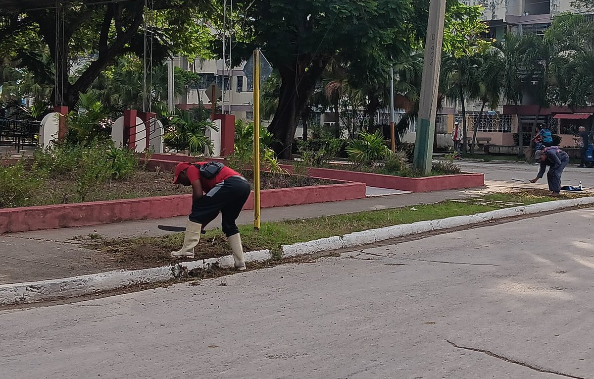 LiuskaSuros's tweet photo. La Dirección General de Educación Bayamo y Unidad Presupuestada de Aseguramiento y Apoyo a la Educación realizan  cambio de labor en la avenida Frank País
#EducaciónBayamo https://t.co/qTlUEech5S