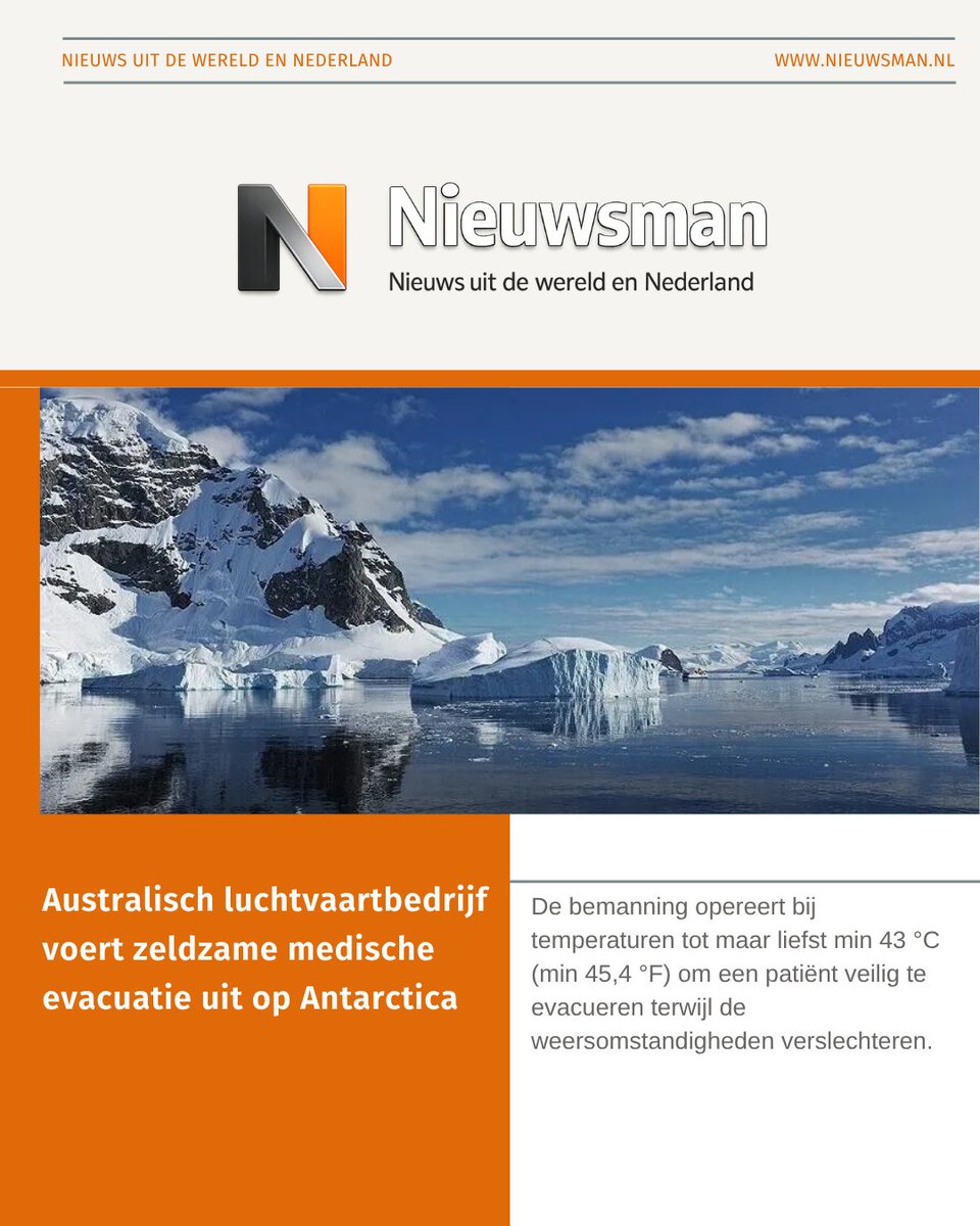Nieuws_man's tweet photo. Australisch luchtvaartbedrijf voert zeldzame medische evacuatie uit op Antarctica https://t.co/JAeBAbFinA