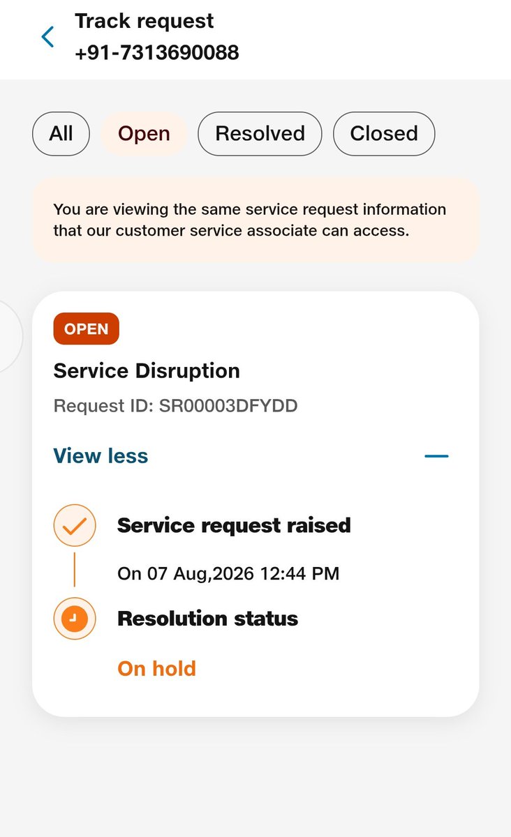 engamit04's tweet photo. @JioCare No technician name or number is showing on app under track request.
Please see the attached ss. https://t.co/oW4Ar4GzZK