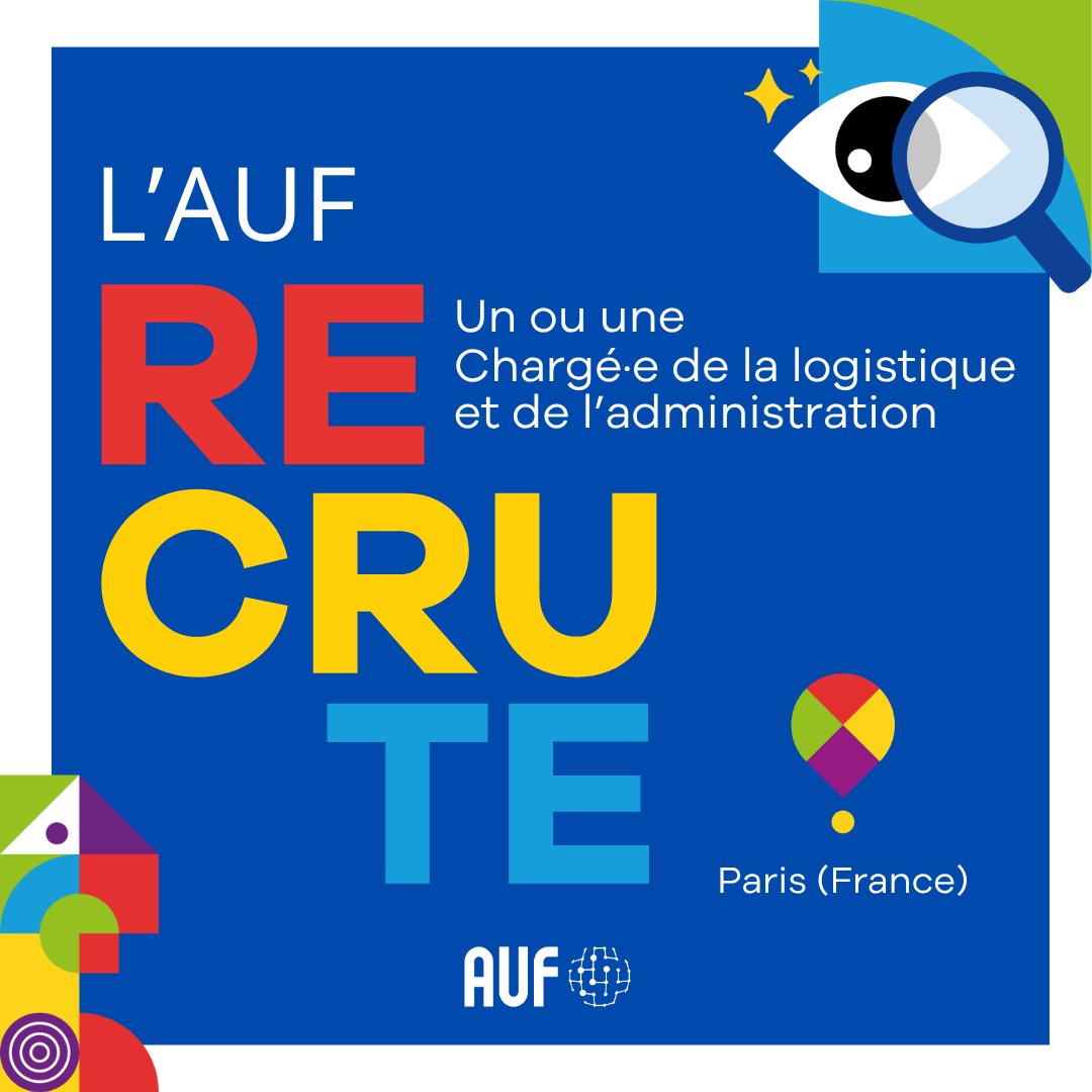 auf_org's tweet photo. 🔎 L'AUF recherche un·e Chargé·e de la logistique et de l'administration
🎯 Un aperçu des missions ?
- Organiser la logistique des évènements internes et externes.
- Gérer les interventions logistiques des Services Centraux parisiens.
Postuler 👉 https://t.co/bv8SSV7Zm7 https://t.co/1vmMj0PhYl