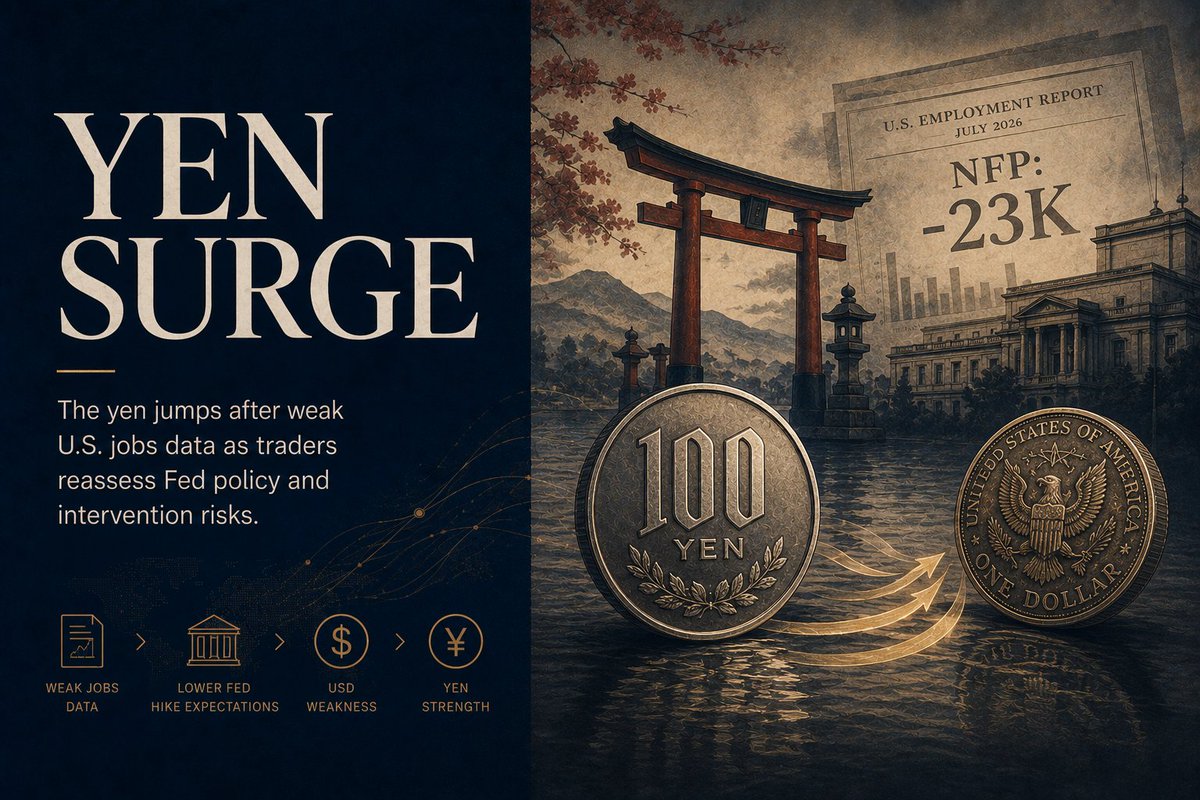 samuelteach's tweet photo. 🇯🇵 YEN SURGE

🇯🇵 Yen jumps after NFP shock

USD/JPY fell to around 156.68, as weak U.S. jobs data pressured the Dollar.

📉 NFP: -23K vs +80K expected

#USDJPY #JPY #USD #Forex https://t.co/etOChLbuEI