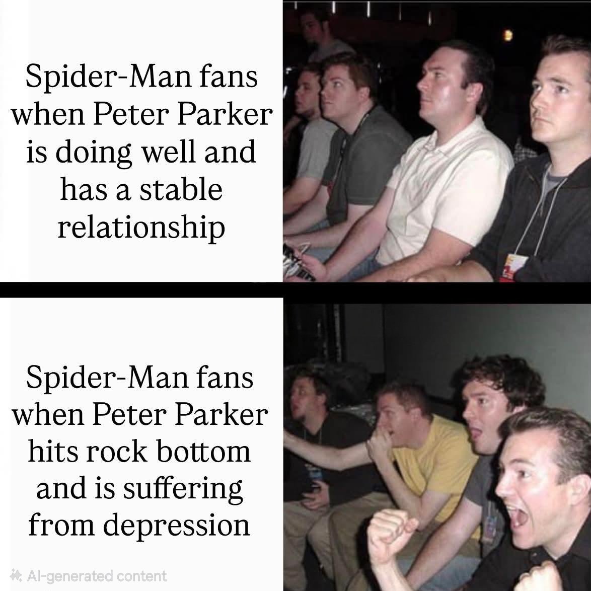 goddyemma001's tweet photo. If Peter Parker is happy, the plot isn't working 💀 https://t.co/FAHxRgFO7J
