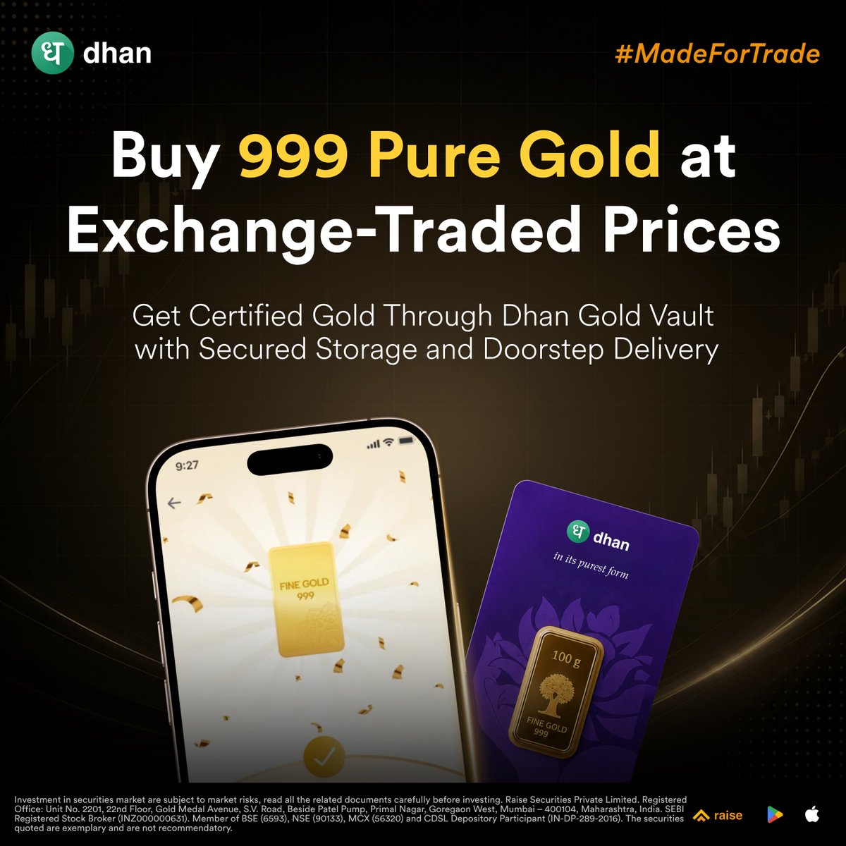 DhanHQ's tweet photo. Store your gold securely in Dhan Gold Vault and request doorstep delivery anytime.