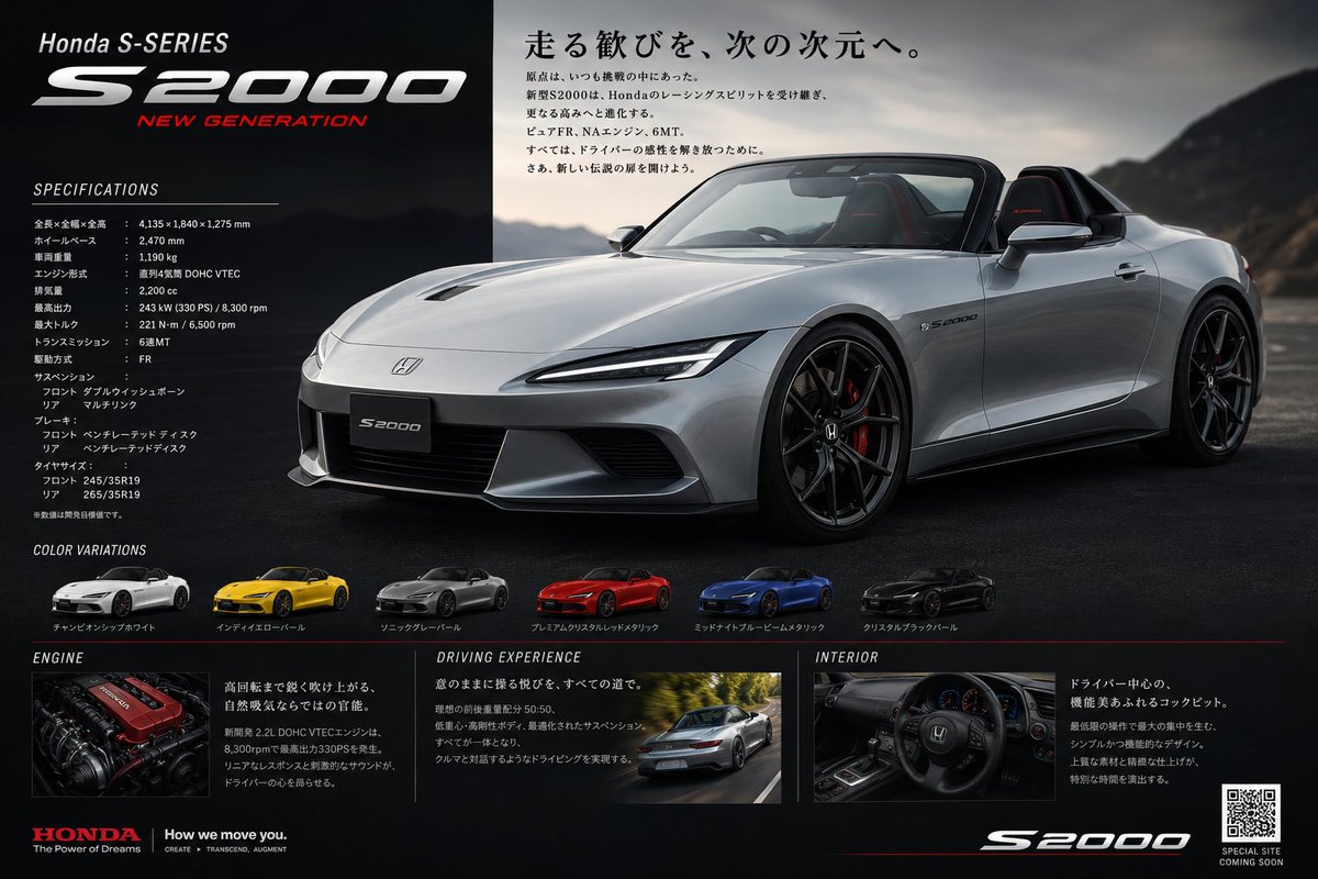 Opera_RX7's tweet photo. 新型のS2000をチャッピーとジェミニに考えてもらったけどなんかどっちも似たような感じやな
個人的にはチャッピーのが好み https://t.co/EEeC3Pt4JT