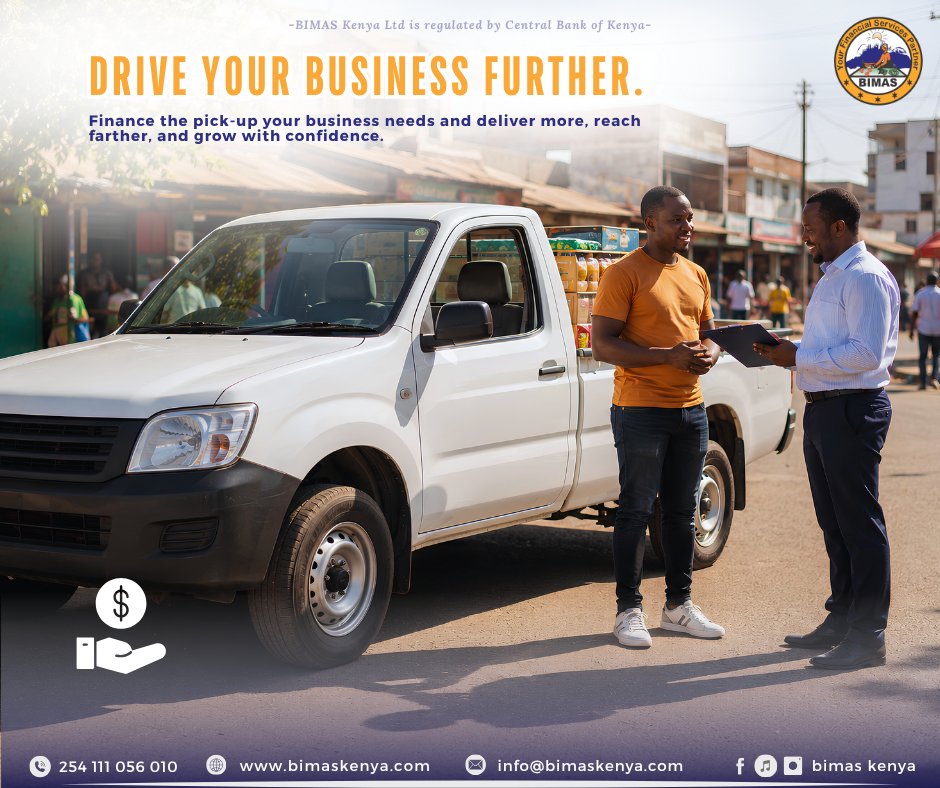 bimas_kenya's tweet photo. Your business is growing. Is your transport keeping up?
Own the pickup or cargo van your business needs with our Asset Finance solution.
Visit your nearest BIMAS branch today.
#BIMASMicrofinance #AssetFinance #BusinessGrowth https://t.co/OgGfxBEOdP