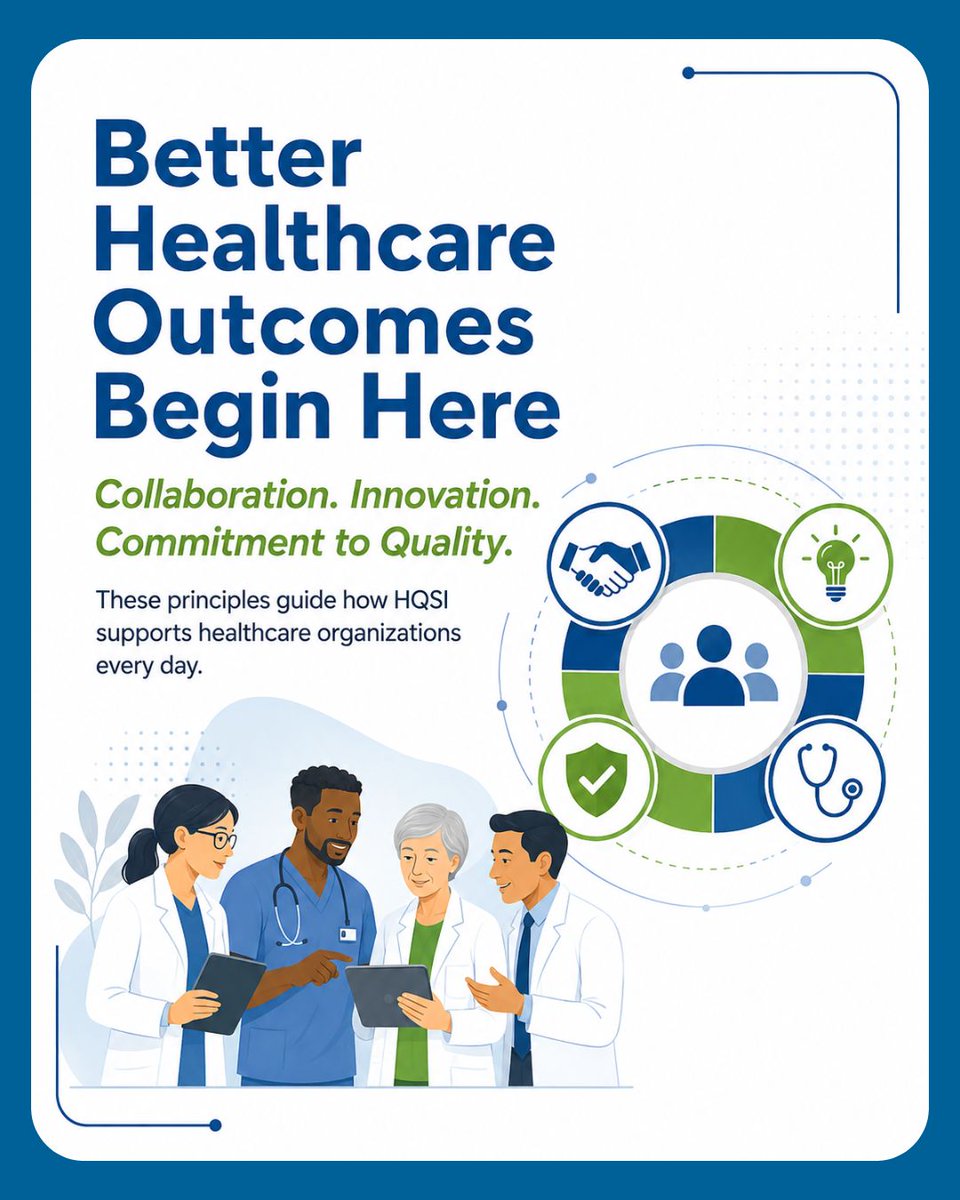 HQSICorp's tweet photo. Better healthcare outcomes begin with collaboration, innovation, and a shared commitment to quality. These principles guide how HQSI supports healthcare organizations every day. #HQSI #MedicalReview #Healthcare https://t.co/2Xqo7VPnkL