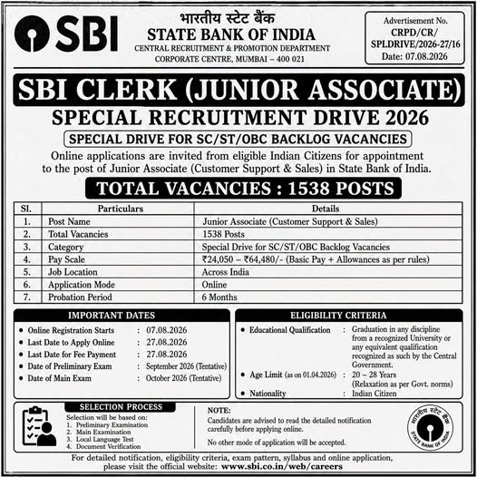 ajsinghrawat's tweet photo. SBI Clerk Special Recruitment Drive 2026 – Apply Online! https://t.co/VmRW1MSHnP