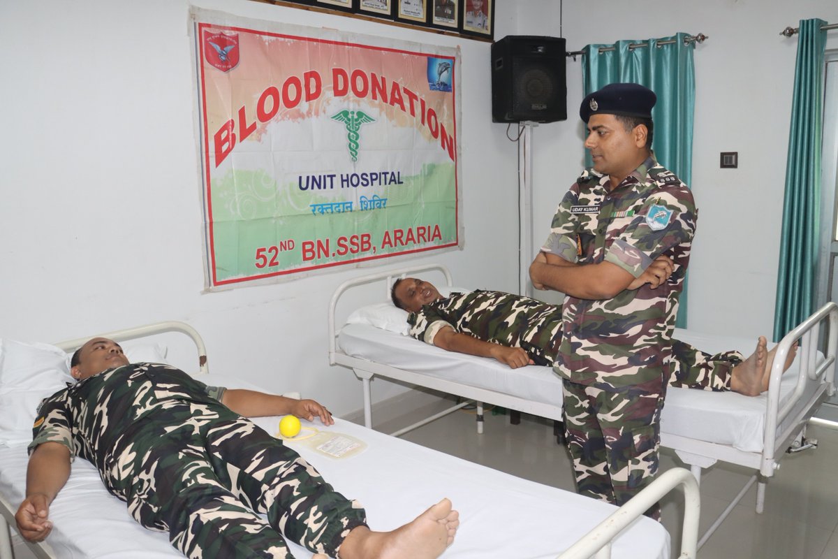 52bnssb's tweet photo. दिनांक 07/08/2026 को 52वीं वाहिनी, सशस्त्र सीमा बल, अररिया द्वारा सदर अस्पताल अररिया के साथ मिलकर ‘स्वतंत्रता दिवस-2026’ के जनकल्याण एवम जनभागिता कार्यक्रम के उपलक्ष्य में वाहिनी मुख्यालय में‘स्वैच्छिक रक्तदान शिविर’ का आयोजन किया गया | @SSB_INDIA @ssbpatna @SSBSHQPURNEA https://t.co/HsassgMIEu