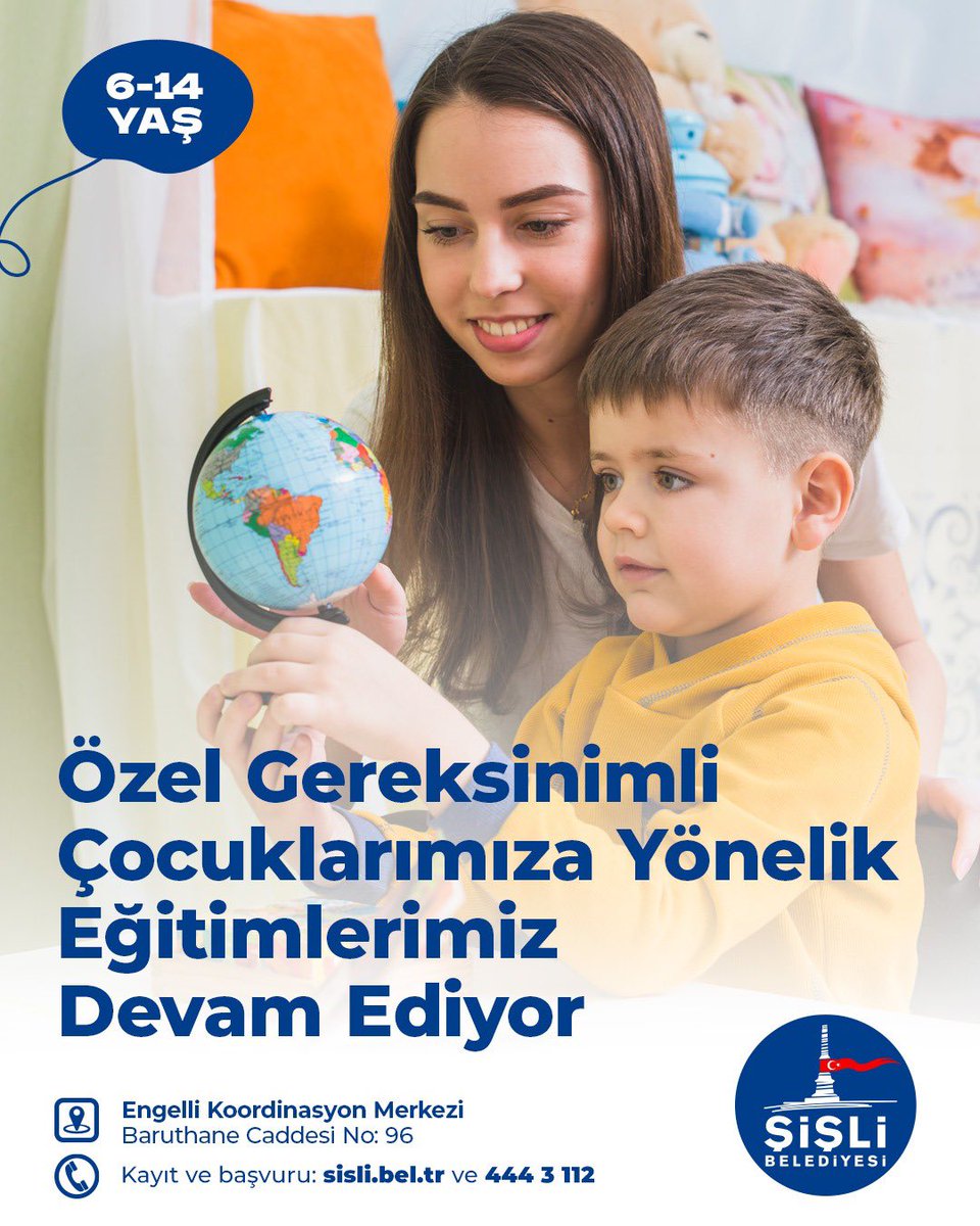 sislibelediyesi's tweet photo. Özel gereksinimli çocuklarımıza yönelik eğitimlerimiz Engelli Koordinasyon Merkezimizde devam ediyor.

6-14 yaş aralığındaki çocuklarımızın gelişimini desteklemek, becerilerini güçlendirmek ve yaşamın her alanına daha aktif katılmalarına katkı sunmak için yanlarındayız. Tüm özel gereksinimli çocuklarımızı bekliyoruz.

📍 Engelli Koordinasyon Merkezi - Baruthane Caddesi No: 96
👨‍💻 Kayıt ve başvuru: https://t.co/CGNB8P0BaR ve 444 3 112