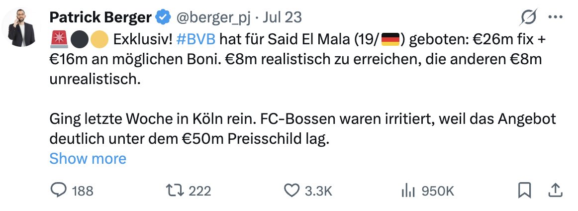 EricSchlr's tweet photo. @Denyo1988 @OGPeter1312 @trannelrekolg @Fan07Bvb8977 Hälfte der 16M Boni unrealistisch. Habe gerade verdrängt dass die damals wirklich 26M fix geboten haben. fast 20M unter Martkwert, hilfe. https://t.co/L90W3XPQaj