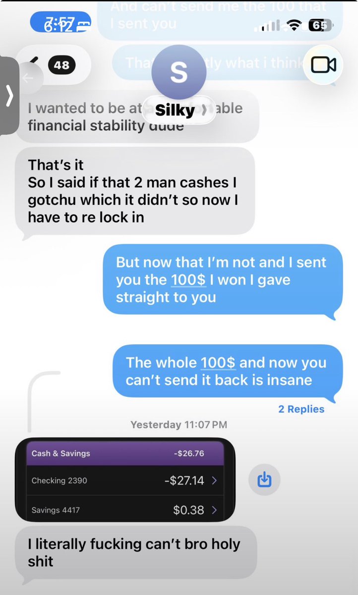 vicelocksx's tweet photo. AS A CAPPER I FEEL LIKE I HAVE A RESPONSIBILITY TO CALL OUT ANYBODY IN THE COMMUNITY SCAMMING 🚨🚨

THIS CAPPER @SilkyPicks HAS BEEN COMPLETELY EXPOSED! HE IS BEGGING MEMBERS FOR MONEY ONLY TO NOT PAY THEM BACK AND THEN BLOCK THEM!

HE HAS LEGIT NEGATIVE $27 IN HIS BANK ACCOUNT & ACTS LIKE HE IS RICH 😭 

(BTW HE WANTED TO GO BAND FOR BAND W/ ME LMFAO)

HIS GIRL LEFT HIM, HE LOST HIS JOB, AND HE DOESNT NEED A PLATFORM HE NEEDS THERAPY

(ALL MESSAGES ARENT PERSONALLY MINE, THESE ARE FROM ONE OF THE MEMBERS HE SCAMMED)