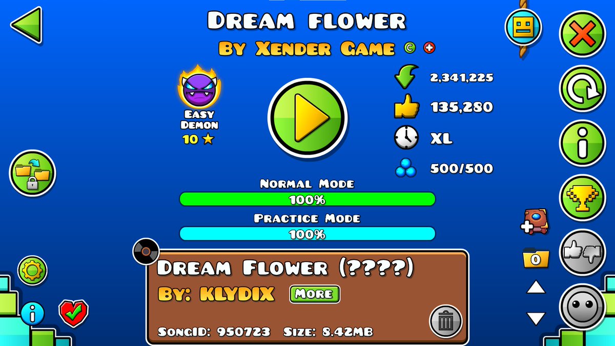 dksfkdhs's tweet photo. [Easy Demon] Dream Flower 100%

이걸 1687번 만에 깼네… 노래는 짱좋음 https://t.co/I3iwlZslpS