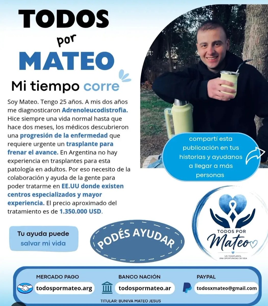 camilabbaleani's tweet photo. #nadiedicenada
Nos ayudan a publicar el caso de Mateo? 
Necesita 1.350.000 USD antes del 29/10 para hacer su transparente de médula osea en Estados Unidos! 
Su Instagram es todos.x.mateo así pueden conocer su caso https://t.co/qzoiw0vh0e