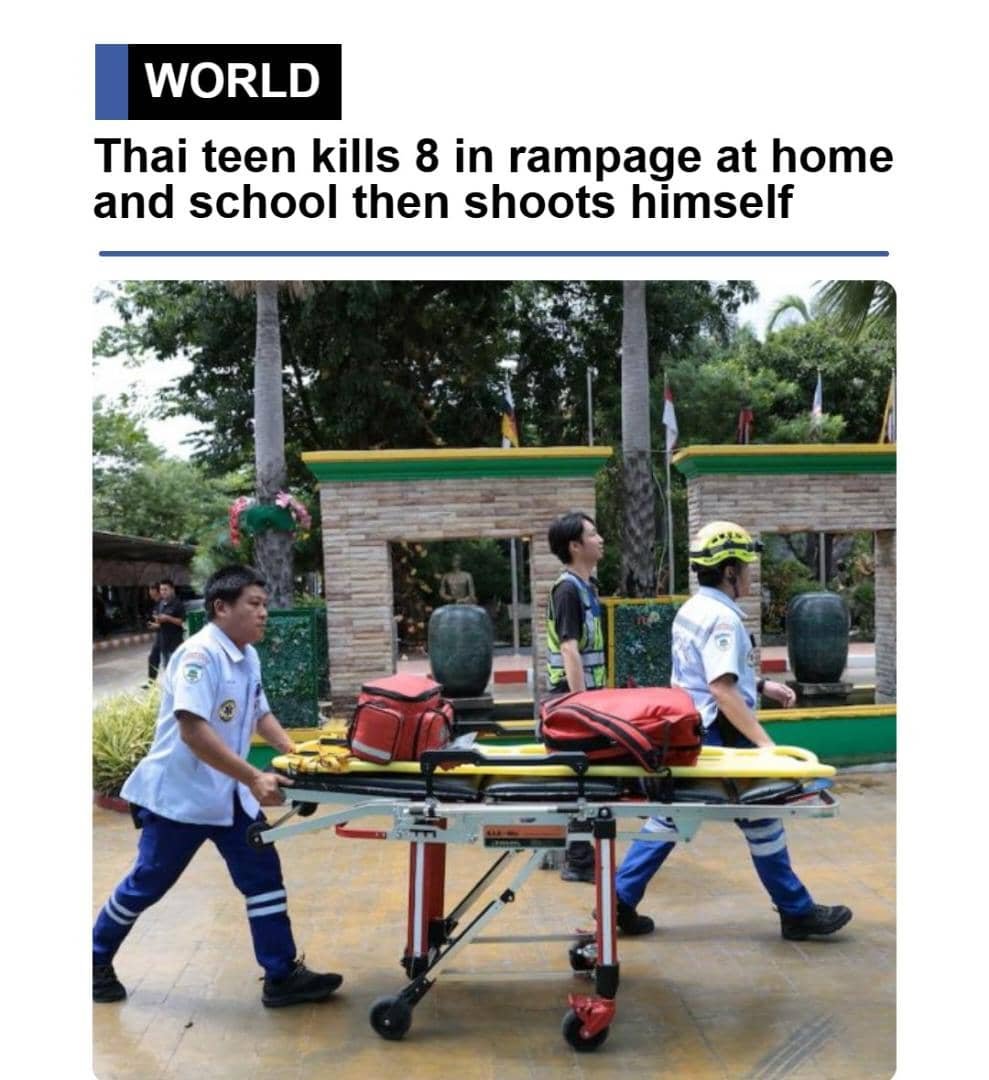 INFODESKK's tweet photo. BANGKOK-Boy killed his grandparents,went to his school,killed 3 fellow students and 3 teachers then killed himself. https://t.co/5XHf5ca2AL