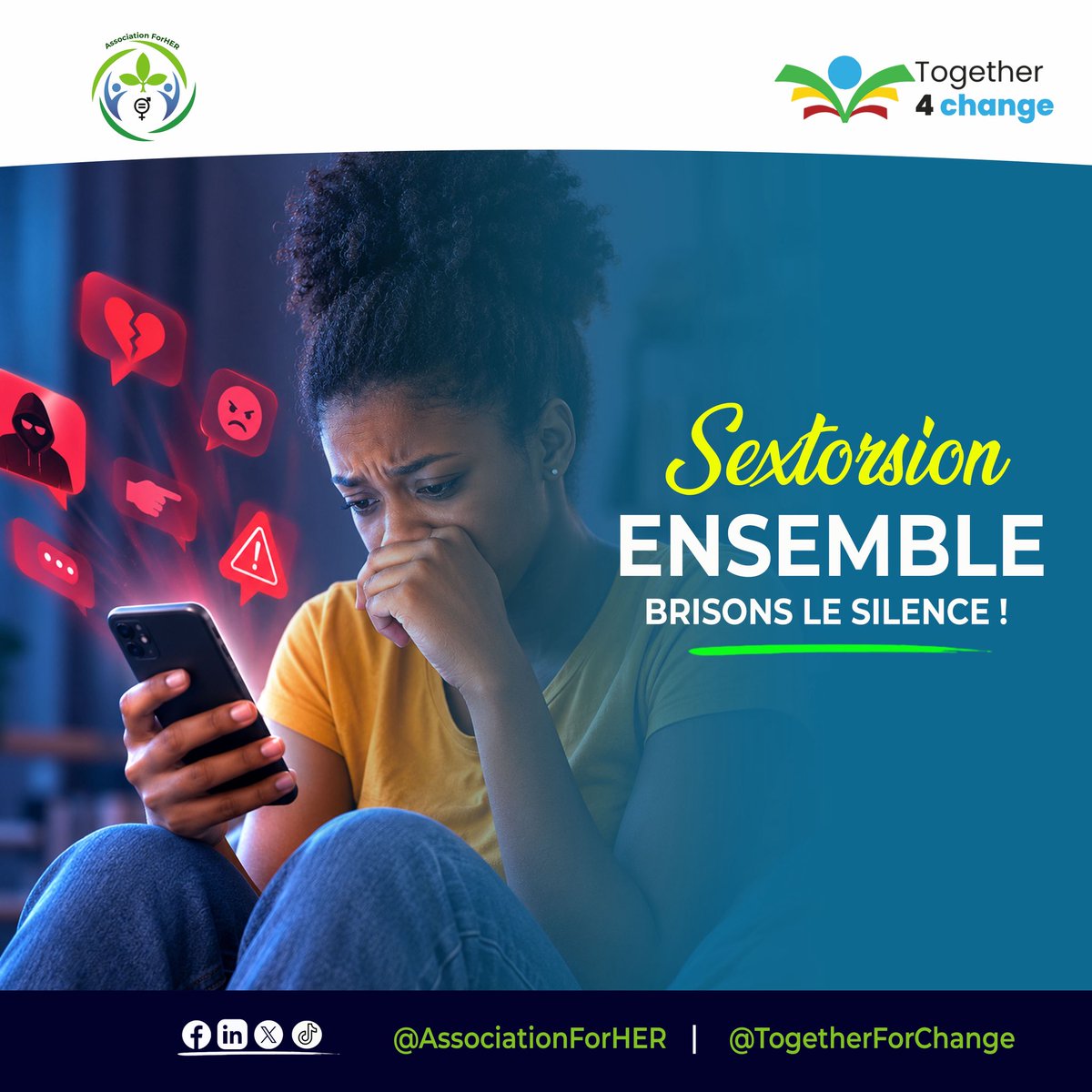 AssoForher's tweet photo. Si quelqu'un te menace ou une personne que tu connais, de diffuser des contenus intimes, ne cède JAMAIS. 
Garde les preuves, signale le compte et demande de l'aide. 
La honte appartient à l'auteur, jamais à la victime.@CollectifT4C 

#StopViolencesEnLigne
#ResponsabilitéNumérique https://t.co/tcwzdVX9TQ
