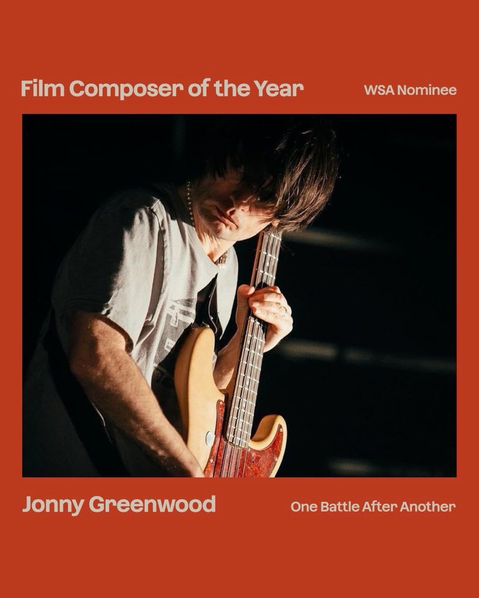 Y_Grrrr's tweet photo. Jonny has been nominated as Film Composer of the Year at the World Soundtrack Awards for his score to Paul Thomas Anderson's Academy Award-winning film One Battle After Another. Winners will be announced at the WSA Ceremony &amp; Concert on 10th Oct. https://t.co/HKYDbyEE5W