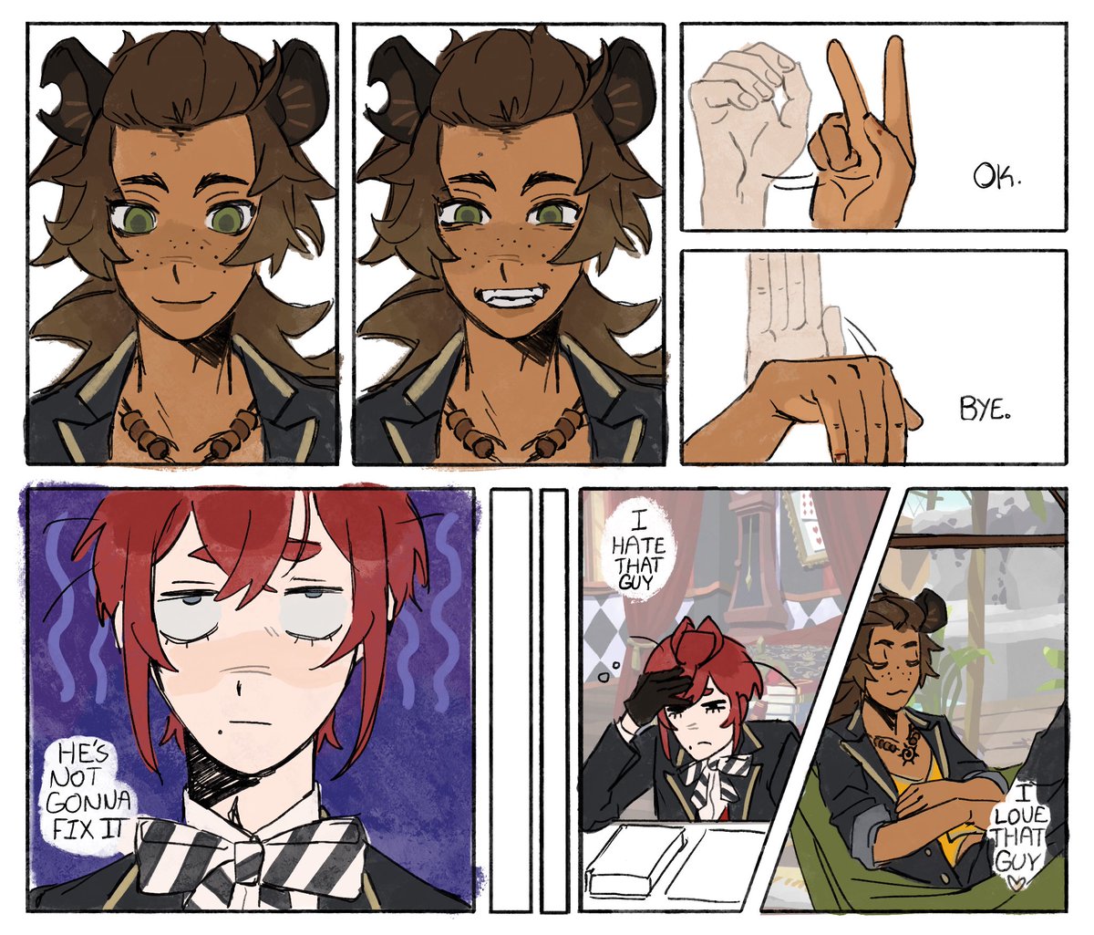 smmagain's tweet photo. small twst oc comic yyay 
ive had this idea for a while (2/2) https://t.co/voa66FpZZr