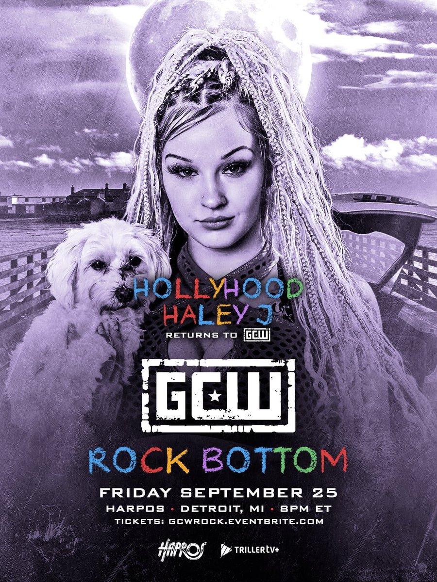 GCWrestling_'s tweet photo. GCW returns to DETROIT on Friday, September 25th!

Tickets are On Sale NOW:
https://t.co/nqcQz1s2EA

Already Signed:
VNDL48
VIPRESS
JOEY JANELA
BUSTAH &amp; THE BRAIN
HOLLYHOOD HALEY J returns to GCW!
+more

Friday 9/25 - 8PM
Harpo's Theatre - Detroit
Watch LIVE on @Triller_TV+ https://t.co/G4XgyCzDAn