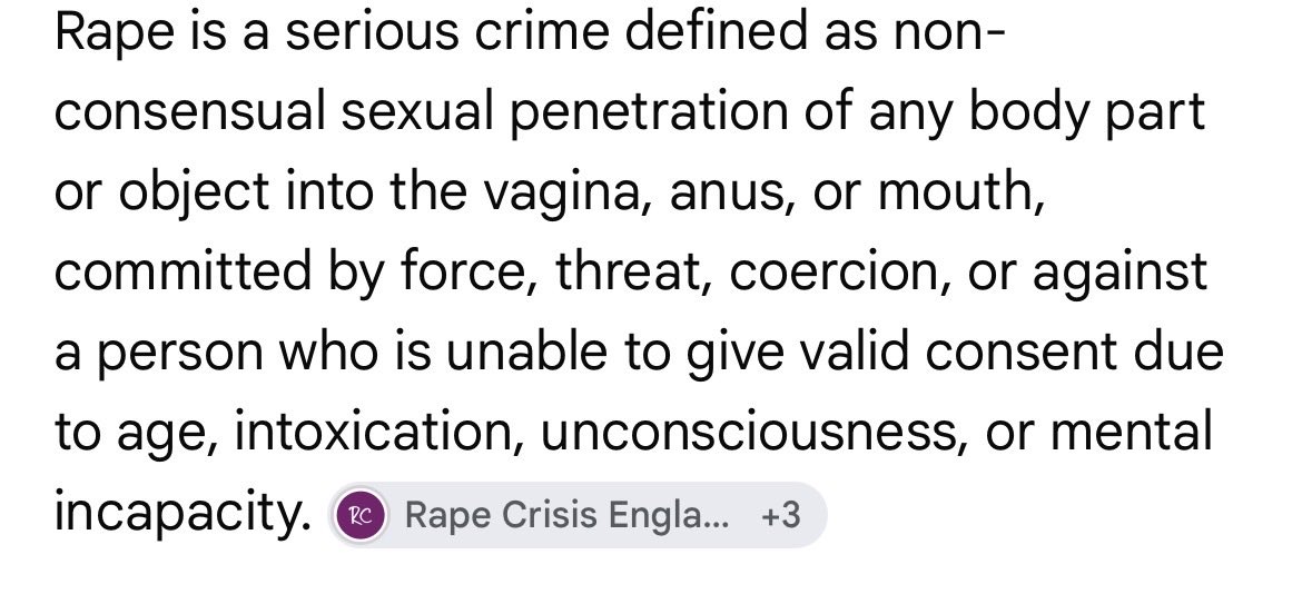 glassceiling70's tweet photo. @phalix0 @pinkleftygirl Okay yeah it’s technically non consensual penetration if you care about being technical. That’s the definition https://t.co/kJXzuAe04l
