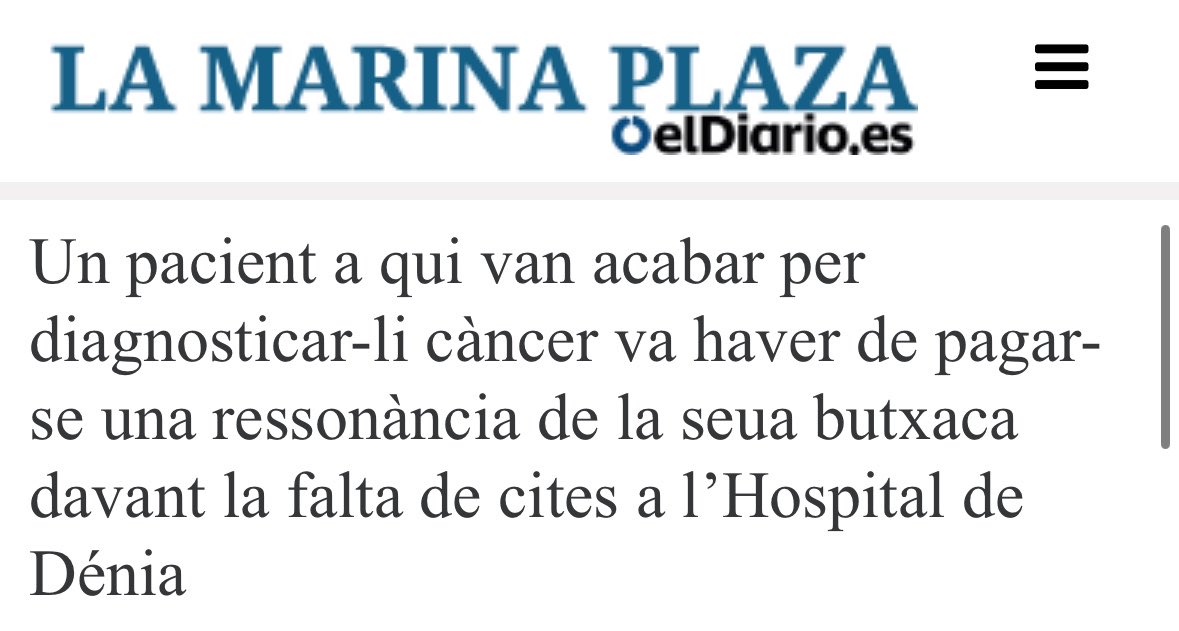 AlbertoRobles97's tweet photo. Vaig estar mesos esperant una #ressonància amb dolor i sense caminar fins que fart d’esperar vaig haver de pagar-me-la de la meua butxaca.

Quina va ser la sorpresa? Diagnòstic de #càncer.

Aquesta és la dura realitat de la nostra sanitat pública a la #MarinaAlta.

🧵⬇️ https://t.co/JT1UfZcNLa