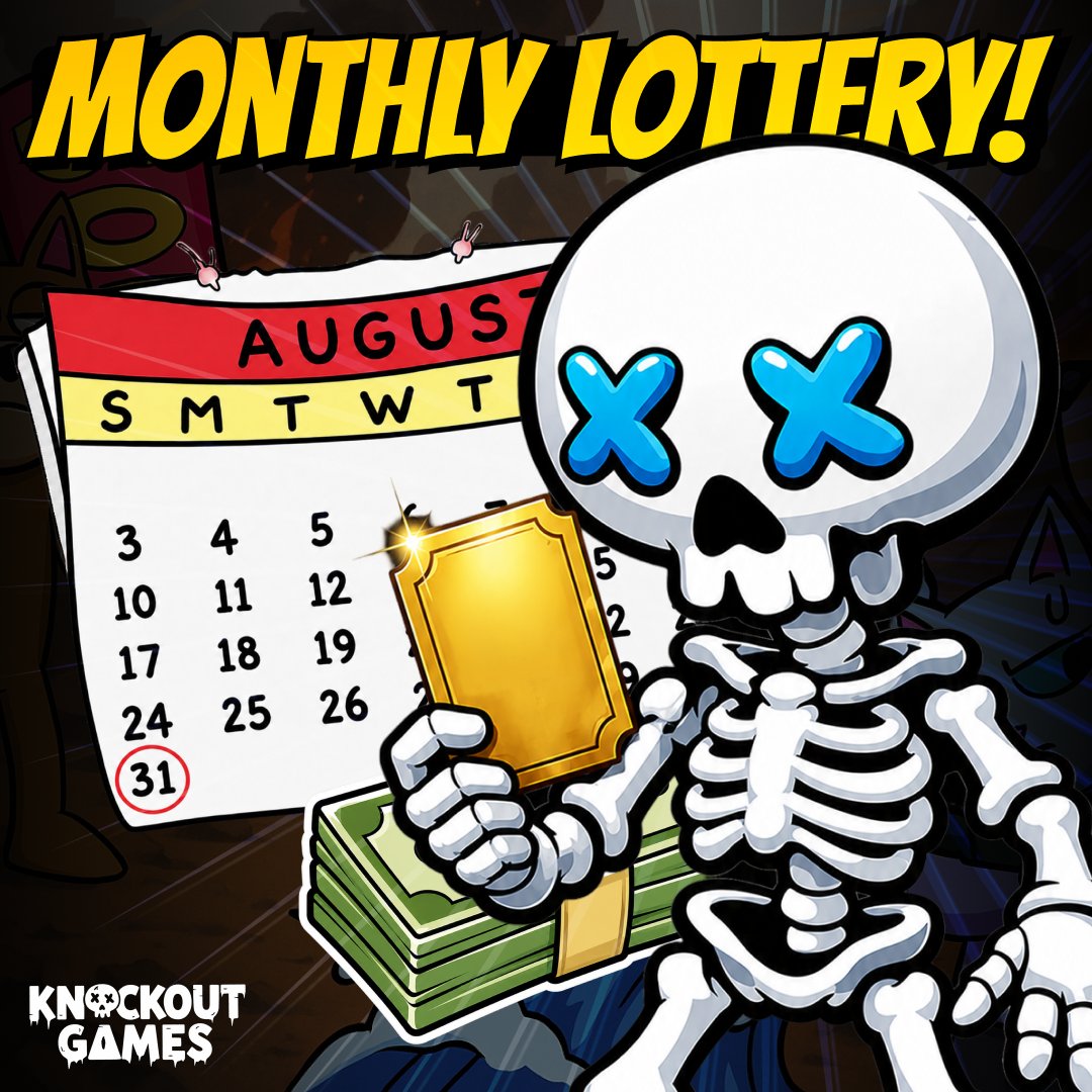 Knockoutgamesio's tweet photo. 🎟️One ticket could change your month.

Every game gets you closer to this month's lottery draw.

Play.
Compete.
Win.

Good luck, you might be our next winner. 💀🏆
#KnockoutGames #MonthlyLottery #GameFi #CryptoGaming #Web3Gaming #SOL #Gaming #WinBig https://t.co/OnCscNxLBi