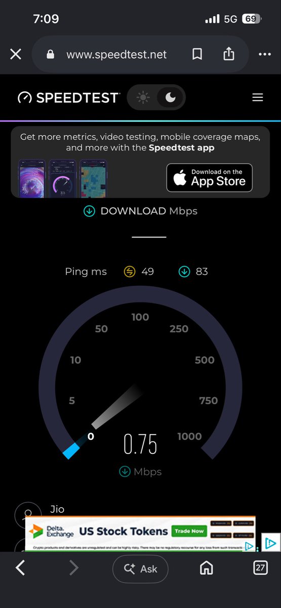 SwapnilB01234's tweet photo. @JioCare Optimization work update for Sakirwadi (422604): Speed is still below 1 Mbps during peak hours. Please update on the progress from the field engineering team. 📉📶 https://t.co/qouc6KFEMm