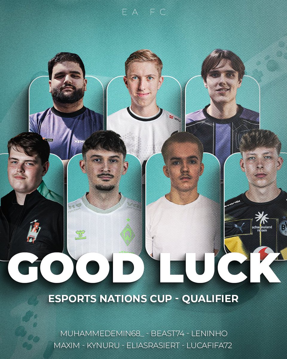 EsportsPlayerF1's tweet photo. Tomorrow, seven of our EAFC talents will play in the Esports Nations Cup Qualifier to represent their nations at the main event! ⚽

Good luck to all of you! 🙌🏼 https://t.co/hMEZHoEZzo