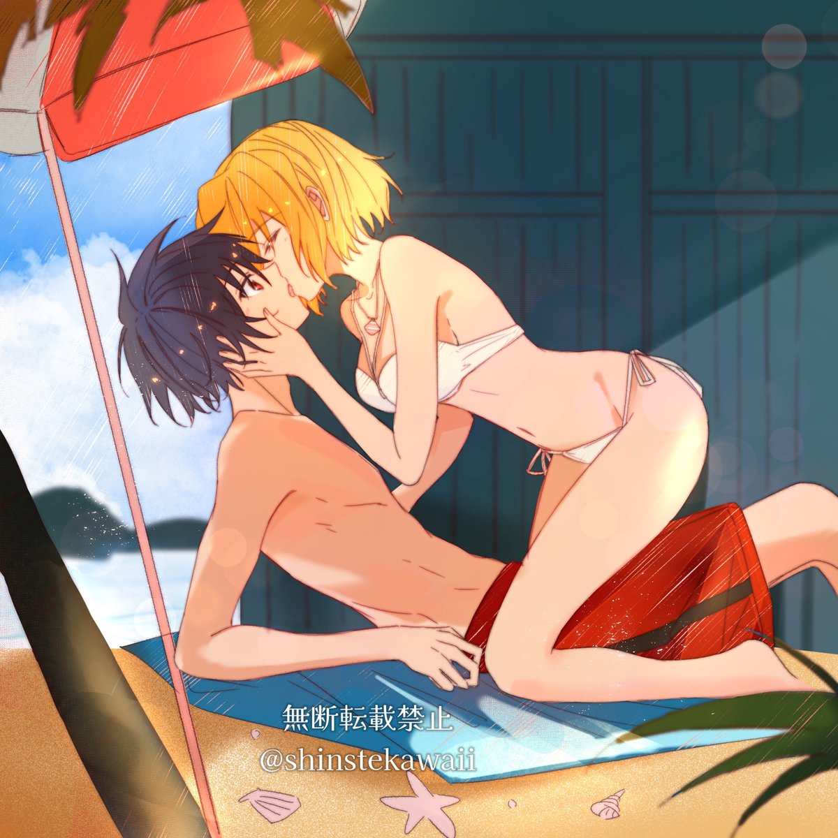 shinstekawaii's tweet photo. 夏🌊のシンステ水着キス❤️
#シンステの民 https://t.co/qe2H3n86zn