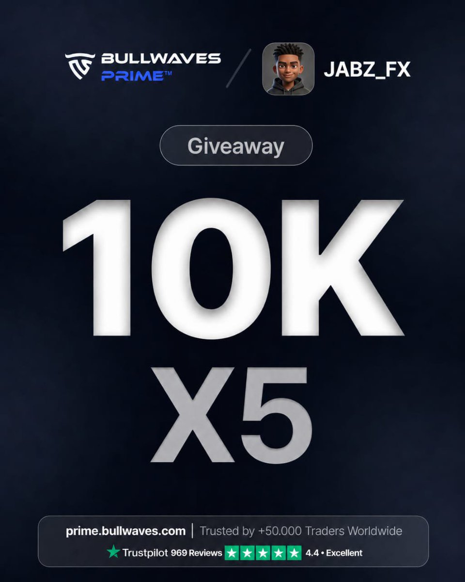 JABZ_FX's tweet photo. I'm giving away 5 X $10,000 Challenge 

💠Must Follow:
@BullwavesPrime
@JABZ_FX 
@indcfx 

💠Also follow:
@KhaleedFx 
@ameeenullah01 
@Muhseen_fx

💠 Must Sign up(Drop Screenshot):
https://t.co/xfKMtqA0YW

💠 Like and Repost

💠 Tag 3 Friends 

Winners in 72hrs https://t.co/gwsMl3x0p8