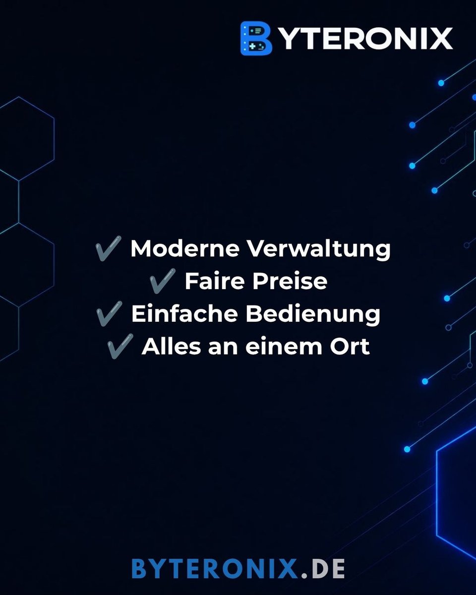 byteronix's tweet photo. BYTERONIX verbindet modernes Hosting mit einer übersichtlichen Verwaltung. Unser Ziel: einfache Abläufe, transparente Kosten und zuverlässige Produkte für deine Projekte. 🚀💙

#BYTERONIX
#Hosting
#Server
#Webhosting
#Domains https://t.co/nzIOxNGpjx