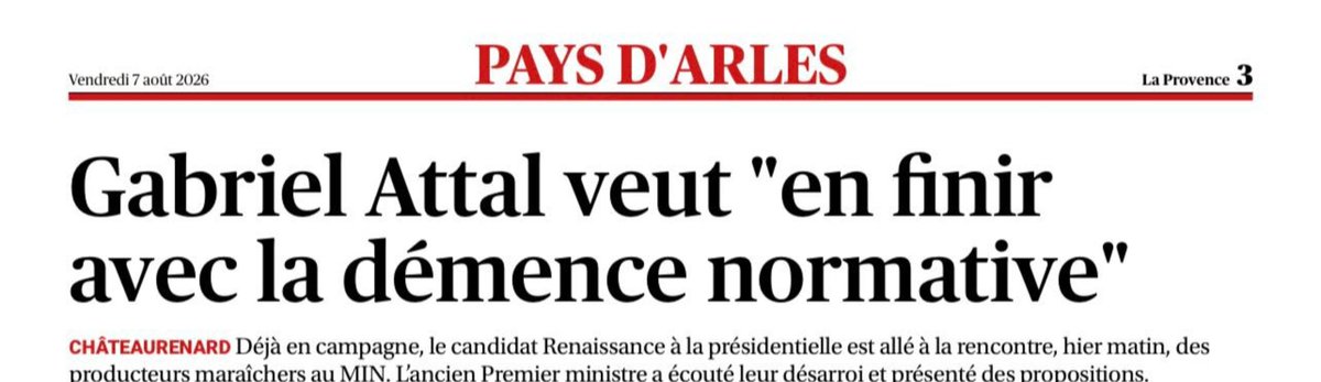 MacronardsFM's tweet photo. La France qui travaille, elle, se soucie des propositions du candidat Attal ! Il n’est pas en Italie lui, et les agriculteurs qui triment n’ont pas les moyens de s'y rendre ! La France du réel contre la France du microcosme et des magouilles de poloche ! #LaProvence https://t.co/KI7d95zl5n