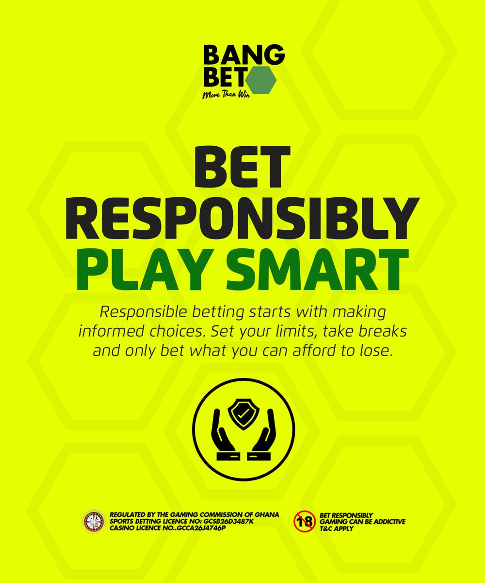 BangbetGh01's tweet photo. Bet Responsibly: Play Smart, Never count your loses #morethanwin #footballfans #bangbetghana https://t.co/hmx92DYeMj