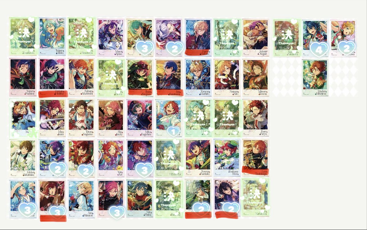 miring__ura's tweet photo. 【交換/譲渡】あんスタ 中国 星幻時序ポラロイド 6

譲 画像参照

求 真>>かかった金額＋送料

💫5BOX購入予定
💫🟥は交換のみ
💫郵送orお手渡し(都内/横浜近辺)

真を差分買取も可能です🙇🏻‍♀️
1部お声かけ中のためお時間いただきます
お気軽にお声かけくださいませ🌸 https://t.co/WFLrsma6x7
