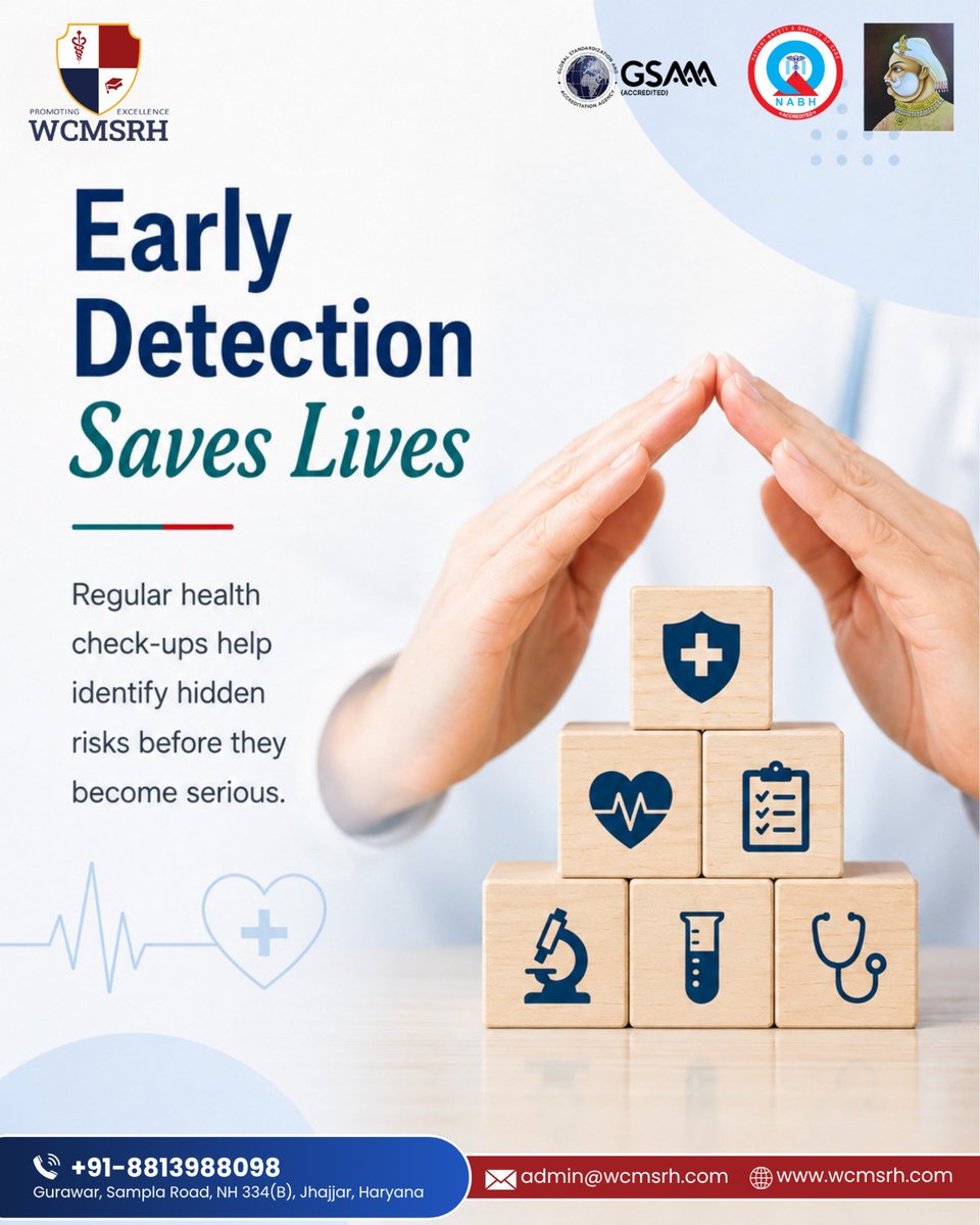 wcmsrh's tweet photo. Regular health check-ups can help identify potential risks such as blood pressure concerns, diabetes, heart health issues, vitamin deficiencies, and other underlying conditions before they become more serious.
.
.
#WCMSRH #HealthCheckup #FullBodyCheckup #PreventiveHealthcare https://t.co/JO1yI0LGmE